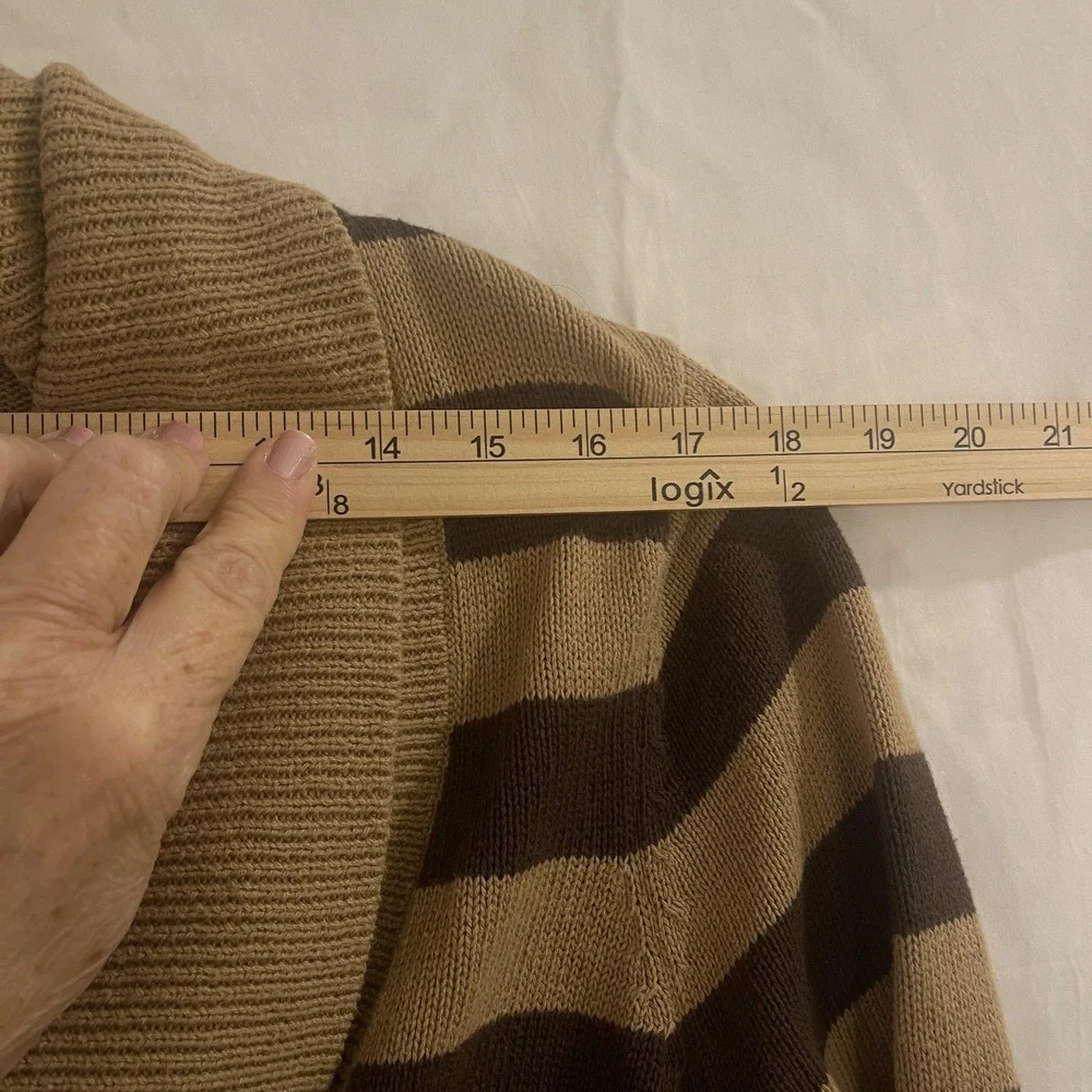 VTG Calvin Klein Jeans Sweater Women's XL Brown‎ Striped LONG Cowl Neck WGAGN36